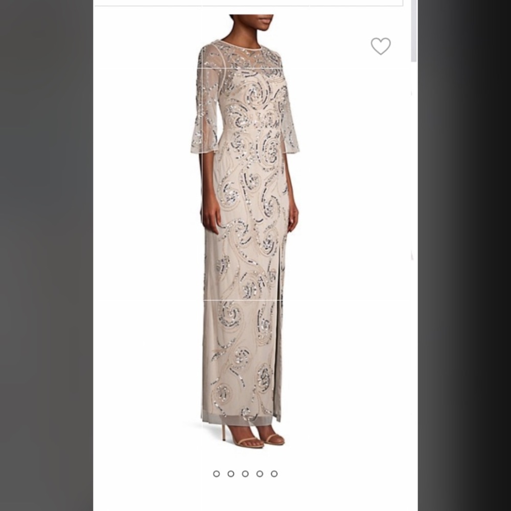 NWT Aidan Mattox bead/ sequence cream long sleeve evening gown/prom/formal dress